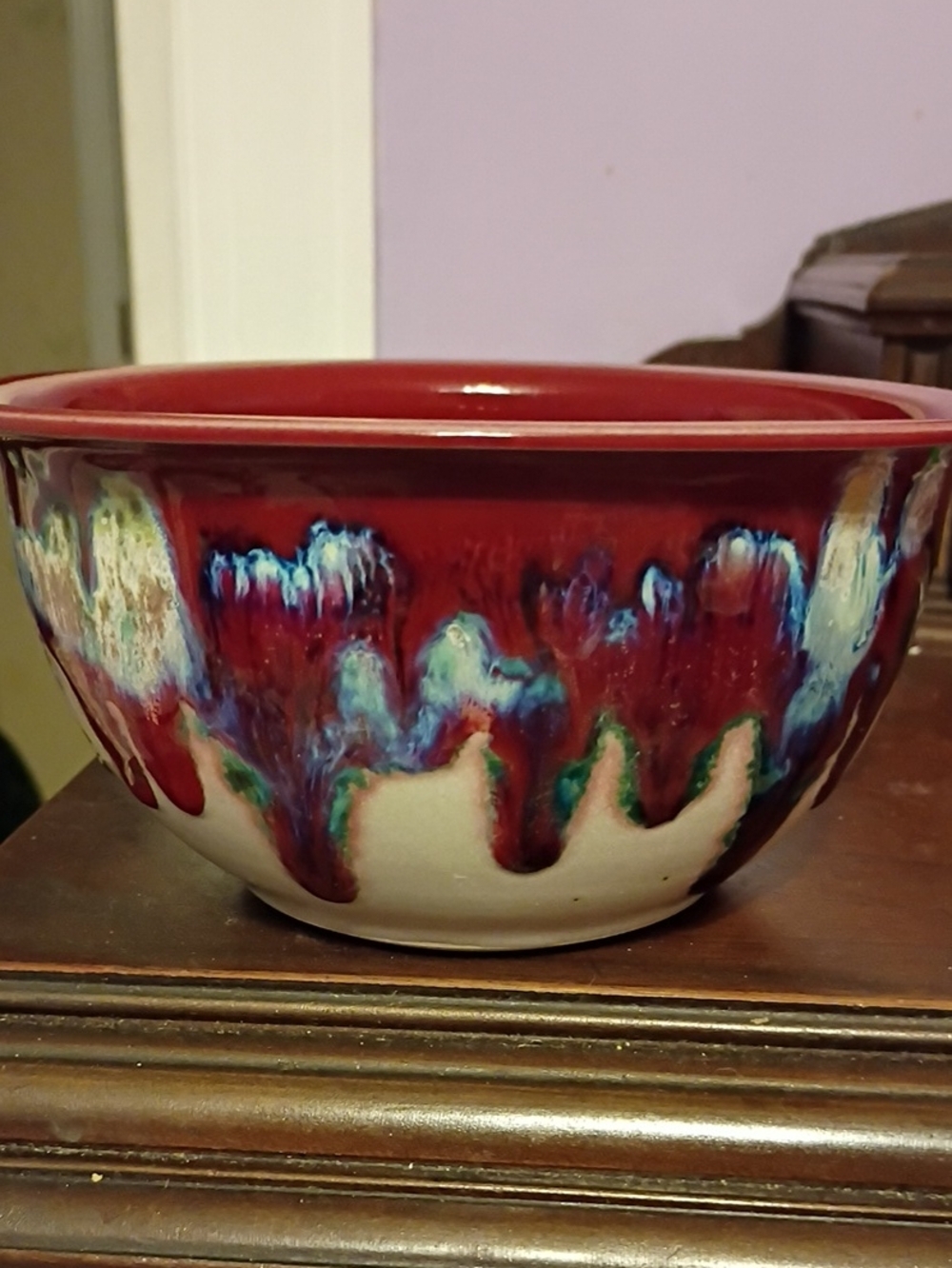 Artisan Red Drip Glaze Ceramic Bowl